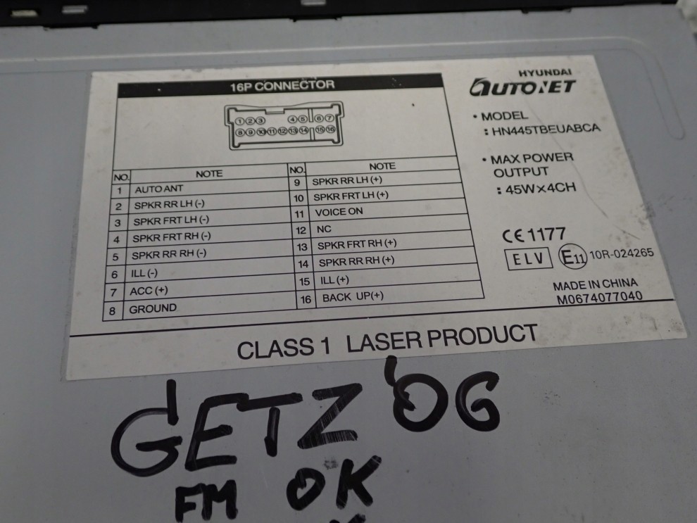 HYUNDAI GETZ 06-10 RADIO CD 2 DIN 5/5