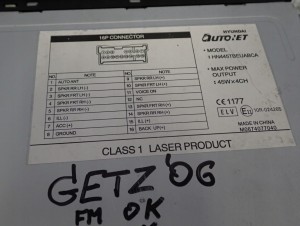 HYUNDAI GETZ 06-10 RADIO CD 2 DIN 5/5 MINIATURA